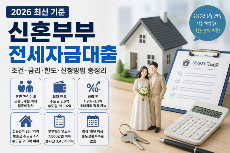 2026 신혼부부 전세자금대출 조건 금리 한도 총정리